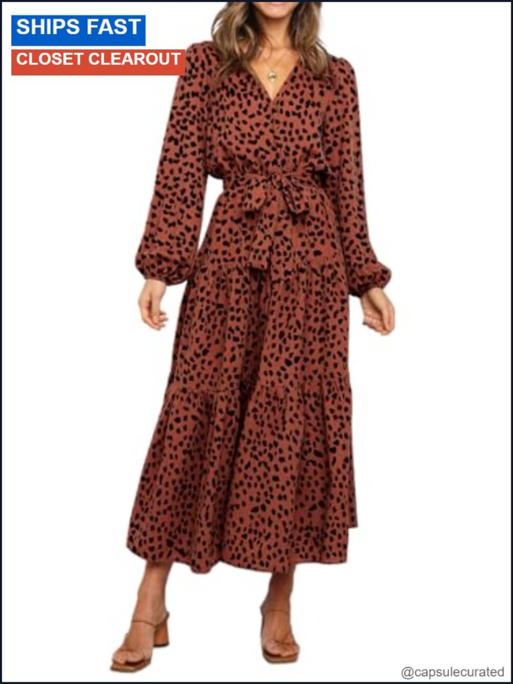 Bohemian Floral Wrap Maxi Dress Long Sleeve Tie Waist